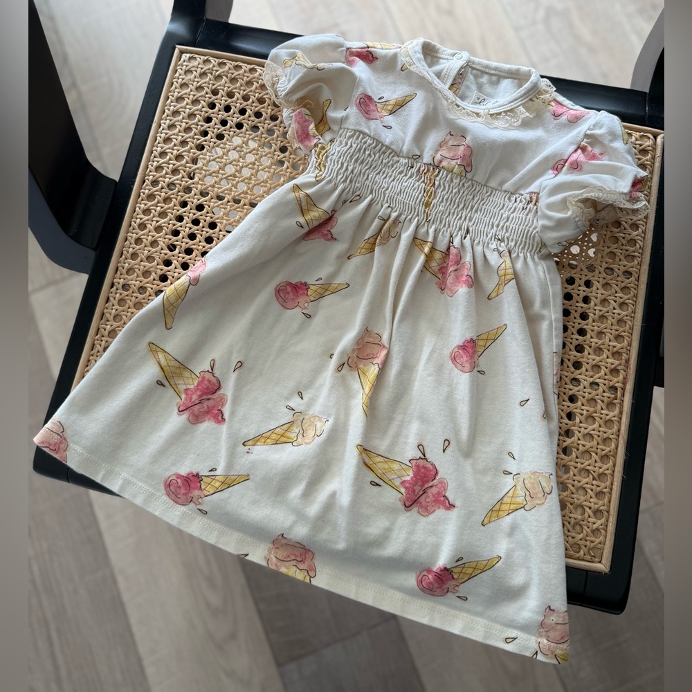 Lil’ Lemons Ice Cream Print Toddler Girl Dress